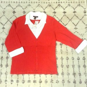Sweater Red 2X two in one cardigan